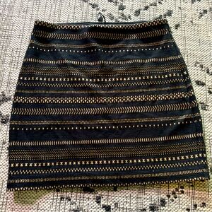 Express Mini Skirt Black and Gold